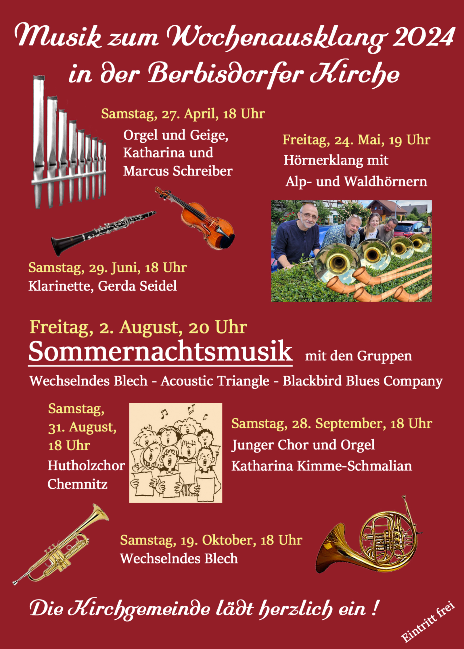 Musik-Angebote 2024 in der Berbisdorfer Kirche