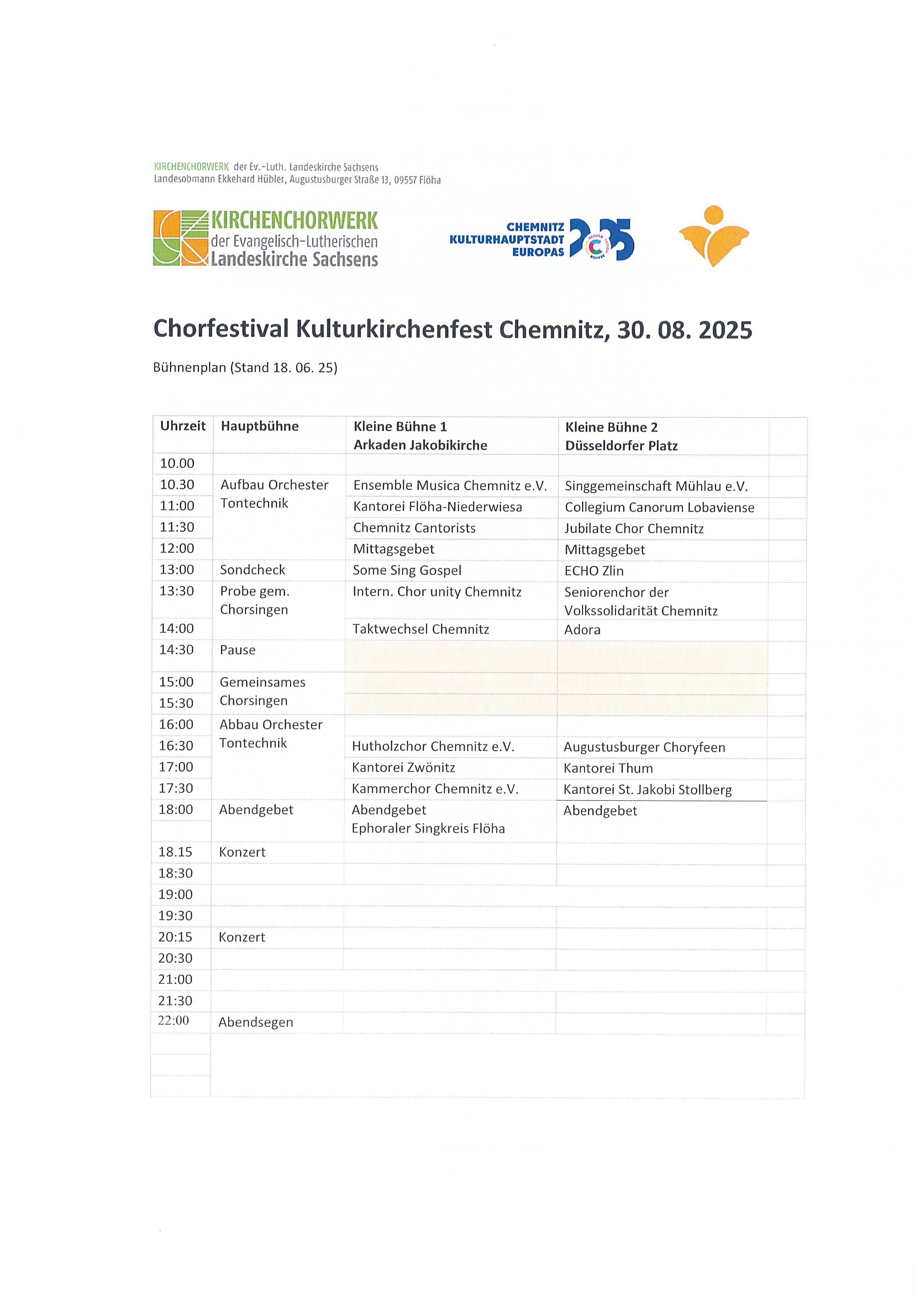 Kulturkirchenfest 2025 in Chemnitz-Programm